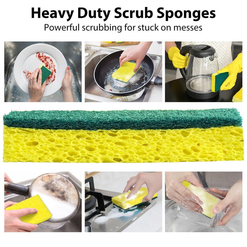 POWOBEST 24 Pack Multi-Purpose Sponge Pads,Heavy Duty Scrub Sponges Effective Clean The Surface Stains,Can Be Used to Clean Kitchen,Pots,Bowls,Bathrooms,Tiles,Bathtubs,Walls a Good Helper for Home Cleaning - Image 3